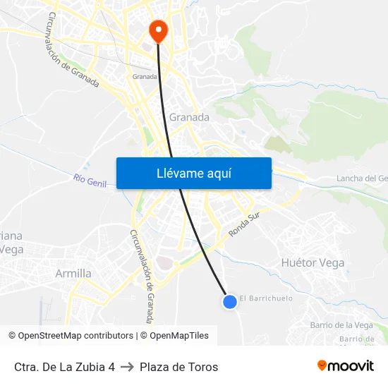 Ctra. De La Zubia 4 to Plaza de Toros map