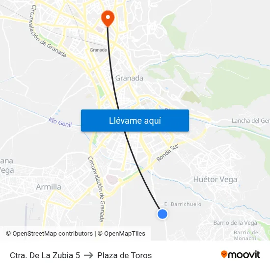 Ctra. De La Zubia 5 to Plaza de Toros map