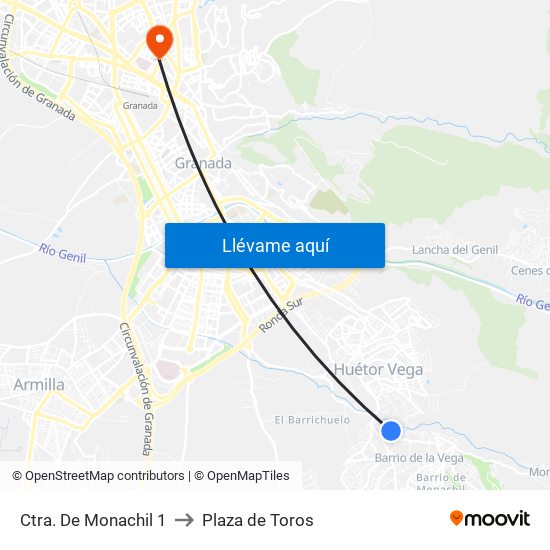 Ctra. De Monachil 1 to Plaza de Toros map