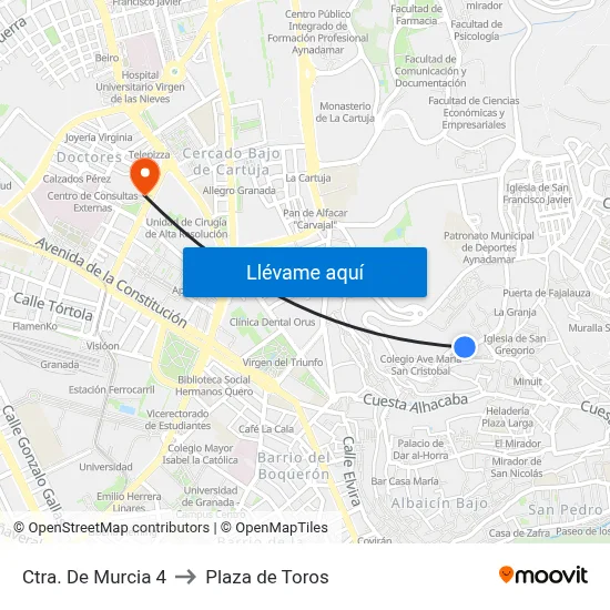 Ctra. De Murcia 4 to Plaza de Toros map