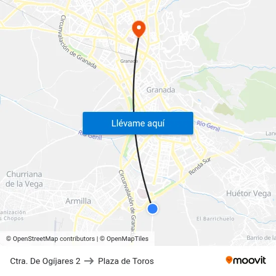 Ctra. De Ogíjares 2 to Plaza de Toros map