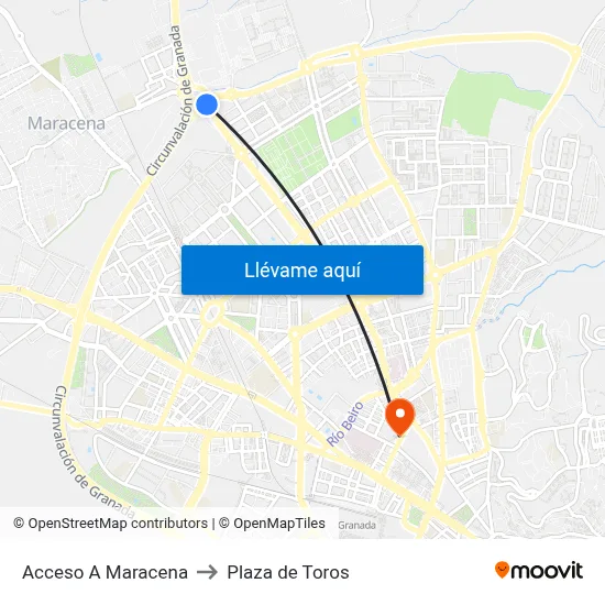 Acceso A Maracena to Plaza de Toros map