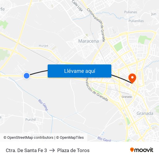 Ctra. De Santa Fe 3 to Plaza de Toros map