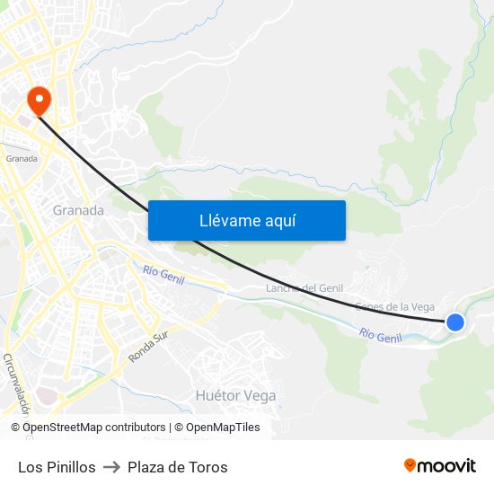 Los Pinillos to Plaza de Toros map