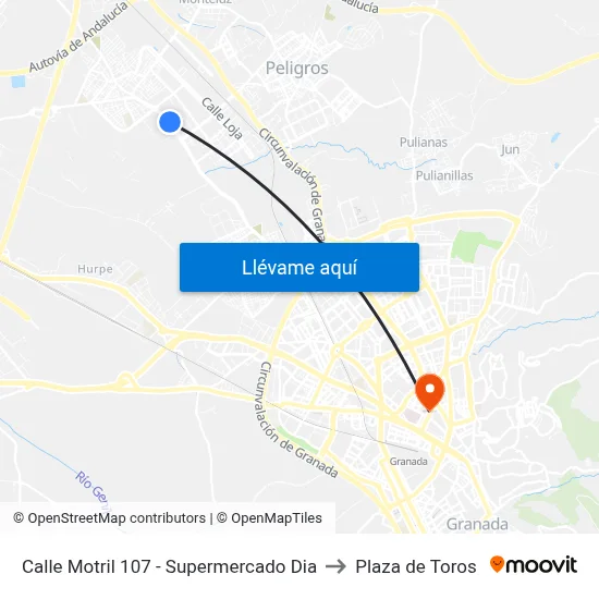 Calle Motril 107 - Supermercado Dia to Plaza de Toros map