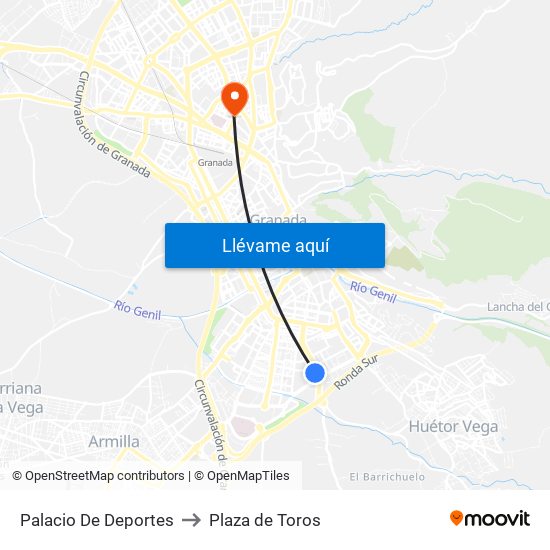 Palacio De Deportes to Plaza de Toros map