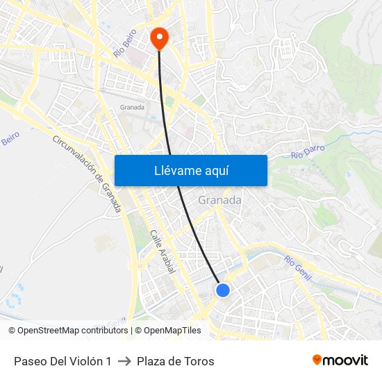 Paseo Del Violón 1 to Plaza de Toros map