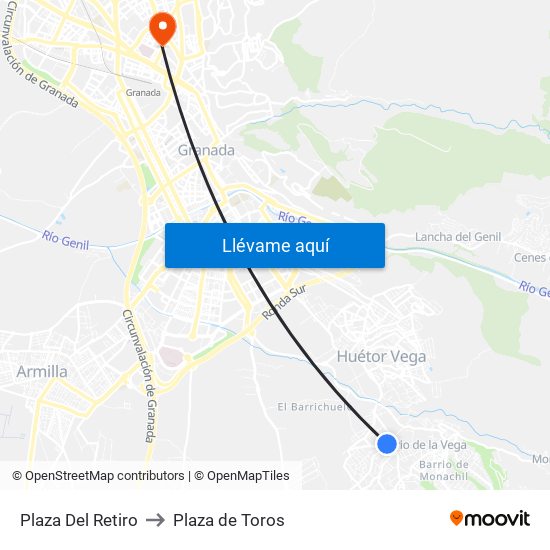 Plaza Del Retiro to Plaza de Toros map