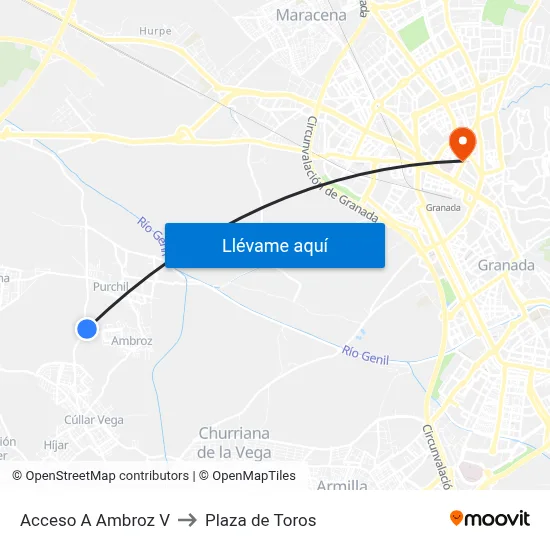 Acceso A Ambroz V to Plaza de Toros map