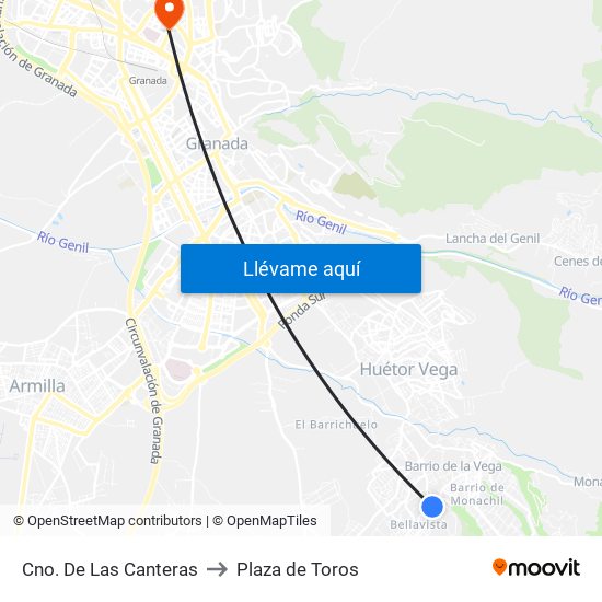Cno. De Las Canteras to Plaza de Toros map