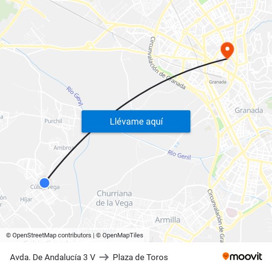 Avda. De Andalucía 3 V to Plaza de Toros map