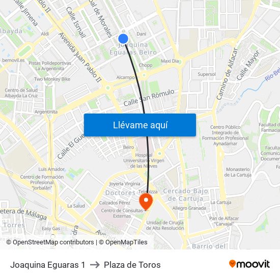 Joaquina Eguaras 1 to Plaza de Toros map