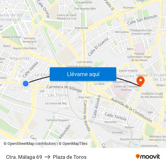 Ctra. Málaga 69 to Plaza de Toros map