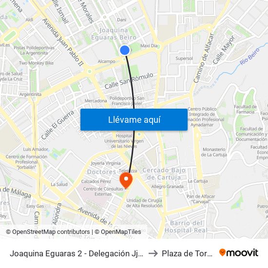 Joaquina Eguaras 2 - Delegación Jjaa to Plaza de Toros map