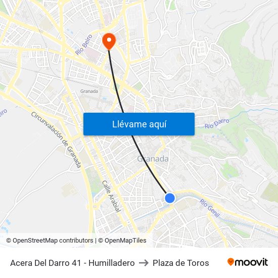 Acera Del Darro 41 - Humilladero to Plaza de Toros map