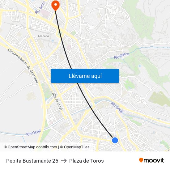 Pepita Bustamante 25 to Plaza de Toros map