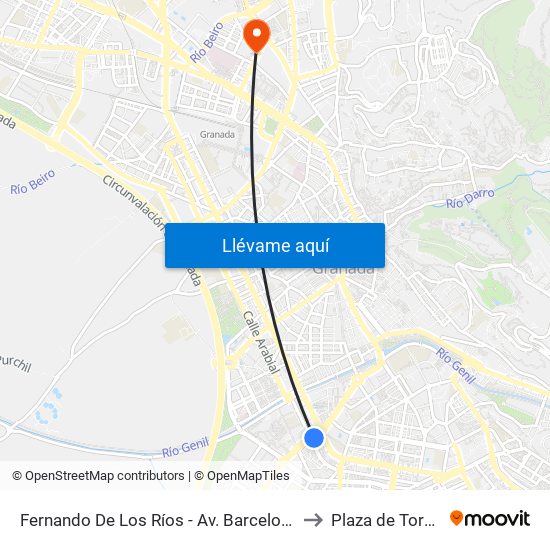 Fernando De Los Ríos - Av. Barcelona to Plaza de Toros map