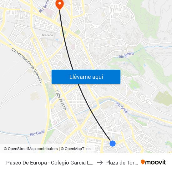 Paseo De Europa - Colegio García Lorca to Plaza de Toros map