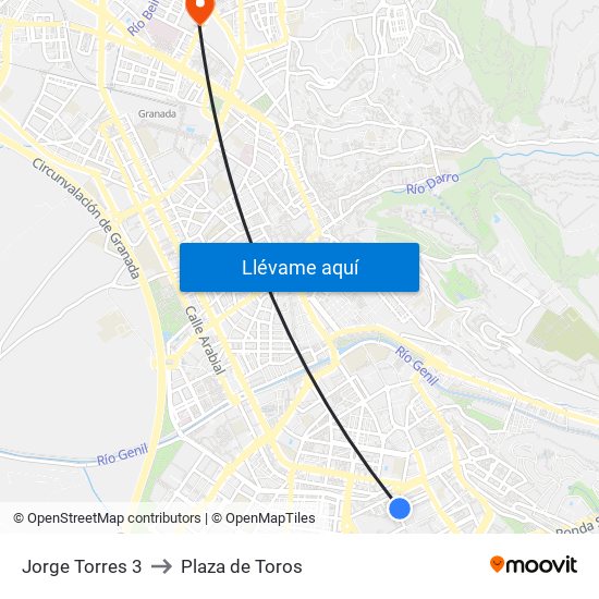Jorge Torres 3 to Plaza de Toros map