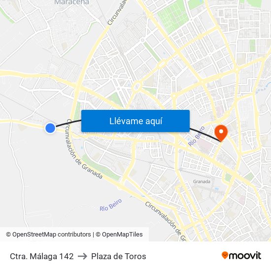Ctra. Málaga 142 to Plaza de Toros map