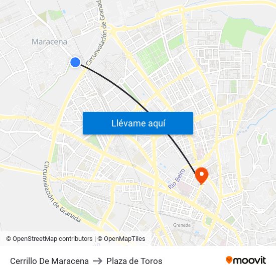 Cerrillo De Maracena to Plaza de Toros map