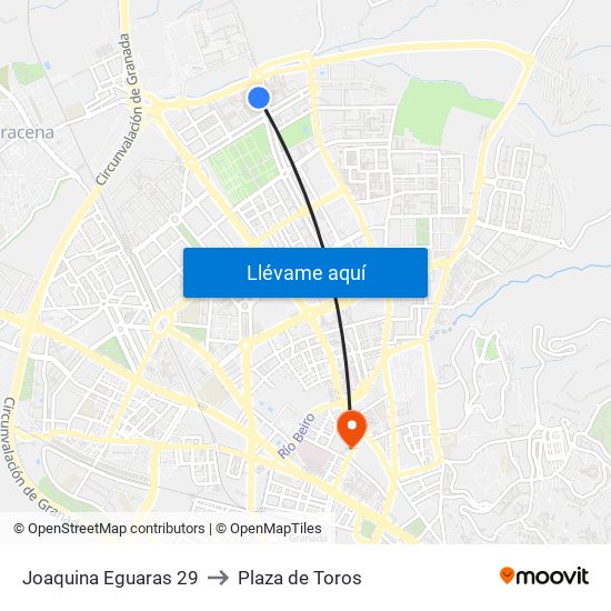 Joaquina Eguaras 29 to Plaza de Toros map