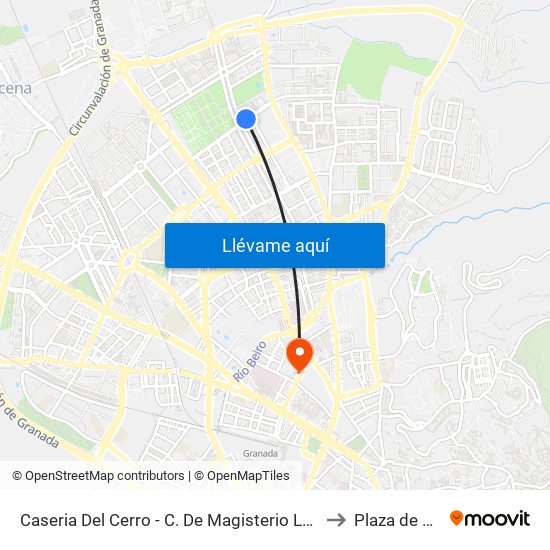 Caseria Del Cerro - C. De Magisterio La Inmaculada to Plaza de Toros map