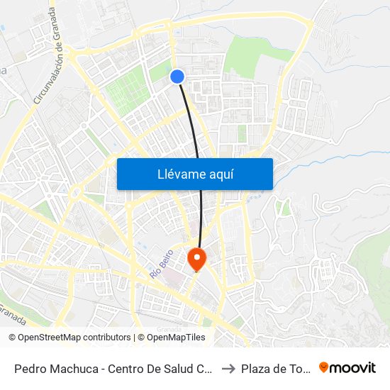 Pedro Machuca - Centro De Salud Cartuja to Plaza de Toros map