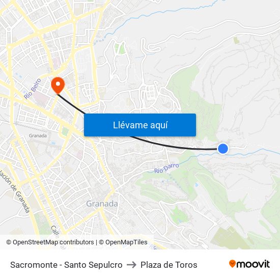 Sacromonte - Santo Sepulcro to Plaza de Toros map