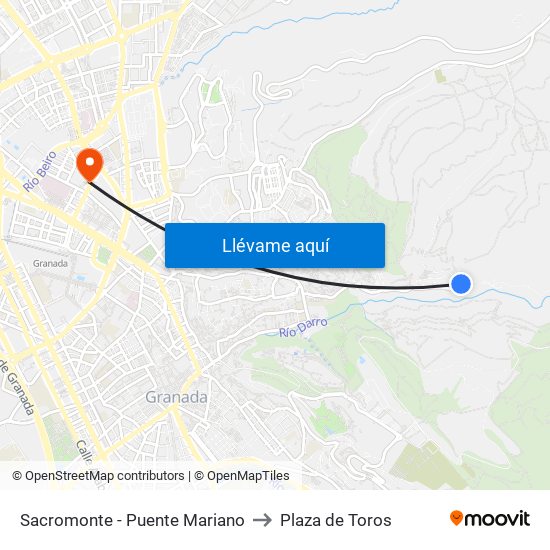 Sacromonte - Puente Mariano to Plaza de Toros map