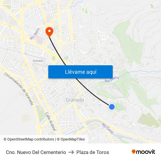 Cno. Nuevo Del Cementerio to Plaza de Toros map