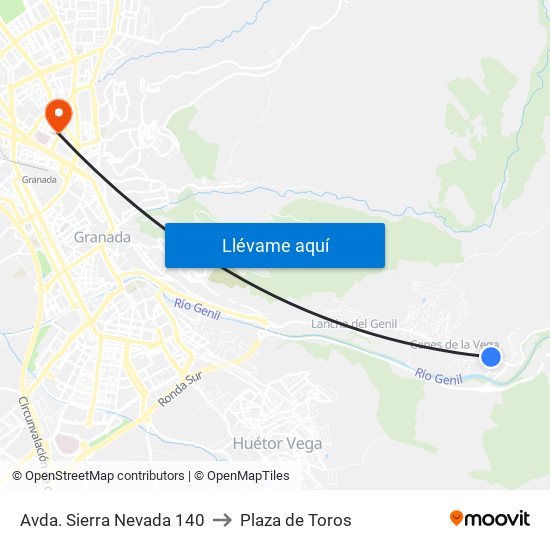 Avda. Sierra Nevada 140 to Plaza de Toros map