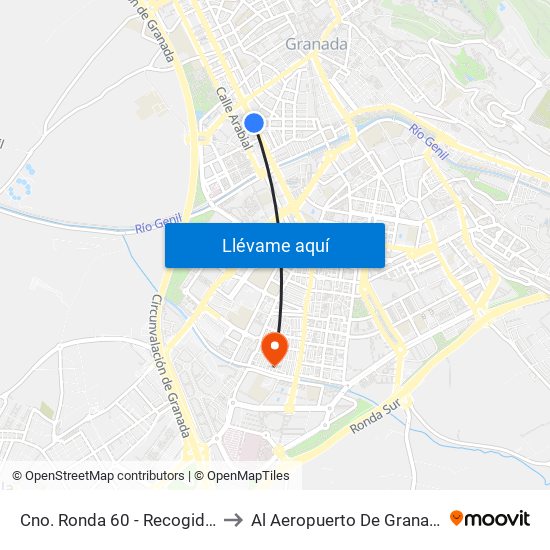 Cno. Ronda 60 - Recogidas to Al Aeropuerto De Granada map