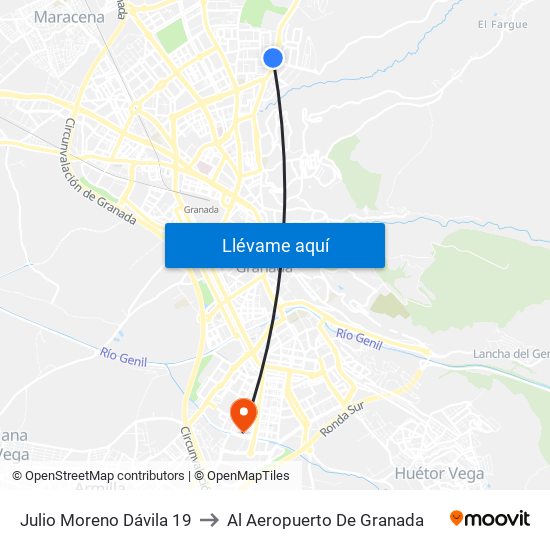 Julio Moreno Dávila 19 to Al Aeropuerto De Granada map