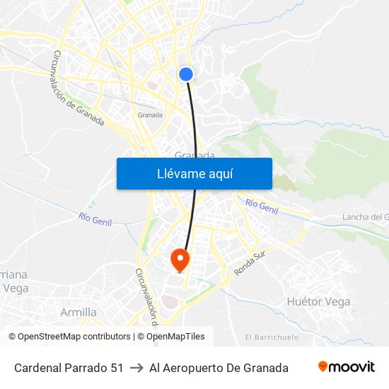 Cardenal Parrado 51 to Al Aeropuerto De Granada map