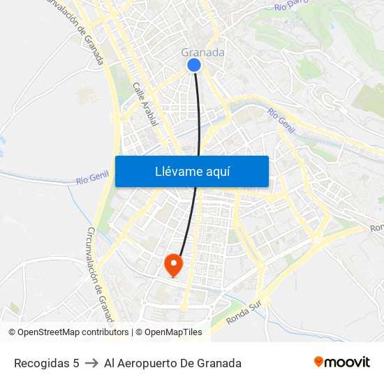 Recogidas 5 to Al Aeropuerto De Granada map