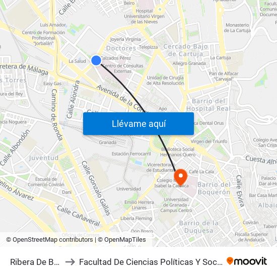 Ribera De Beiro to Facultad De Ciencias Políticas Y Sociología map