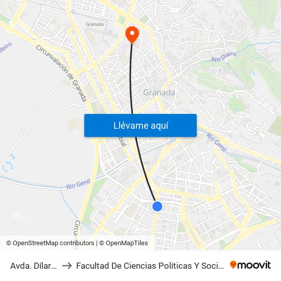 Avda. Dílar 33 to Facultad De Ciencias Políticas Y Sociología map