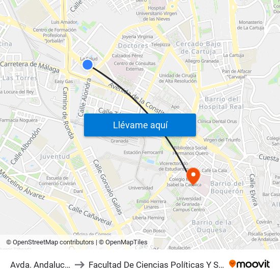 Avda. Andalucía 18 to Facultad De Ciencias Políticas Y Sociología map