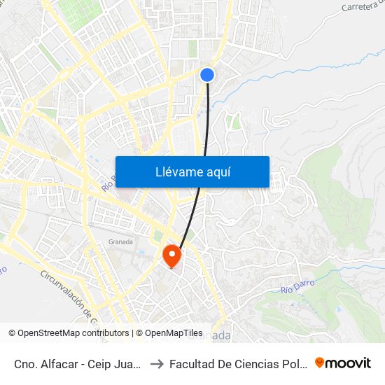 Cno. Alfacar - Ceip Juan Ramón Jiménez to Facultad De Ciencias Políticas Y Sociología map