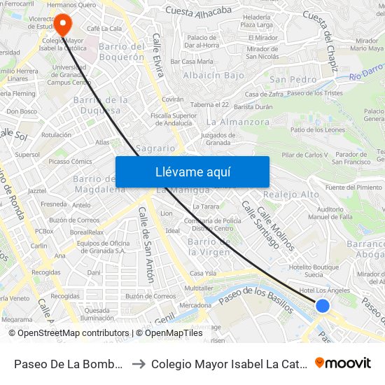 Paseo De La Bomba 17 to Colegio Mayor Isabel La Católica map