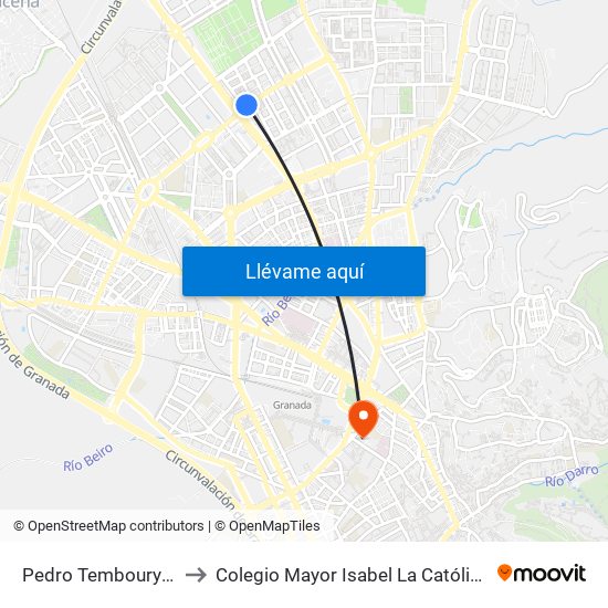Pedro Temboury 1 to Colegio Mayor Isabel La Católica map