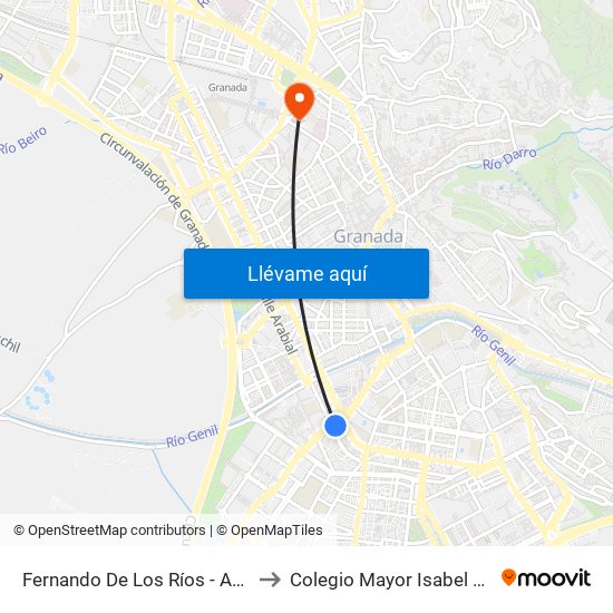 Fernando De Los Ríos - Av. Barcelona to Colegio Mayor Isabel La Católica map