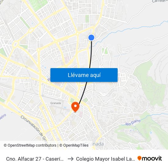 Cno. Alfacar 27 - Casería Montijo to Colegio Mayor Isabel La Católica map