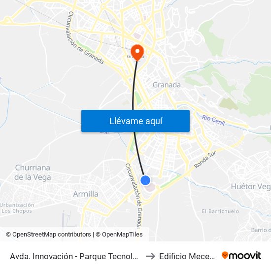 Avda. Innovación - Parque Tecnológico to Edificio Mecenas map