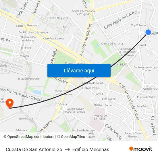 Cuesta De San Antonio 25 to Edificio Mecenas map