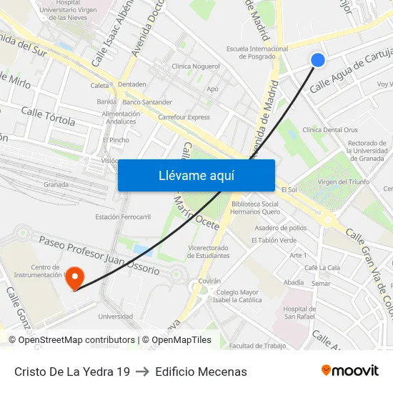 Cristo De La Yedra 19 to Edificio Mecenas map