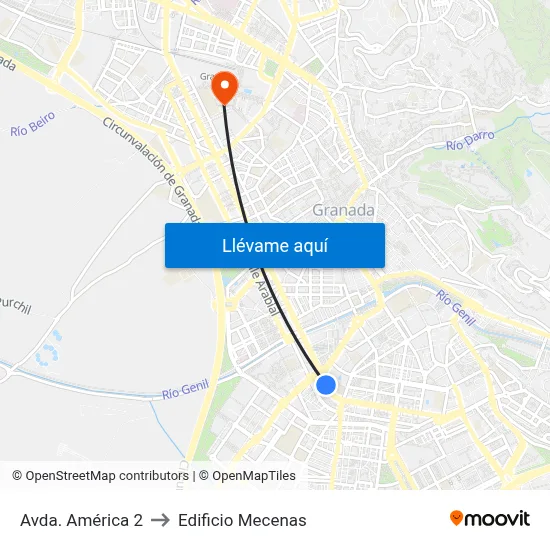 Avda. América 2 to Edificio Mecenas map