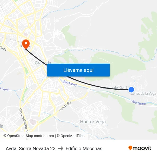 Avda. Sierra Nevada 23 to Edificio Mecenas map