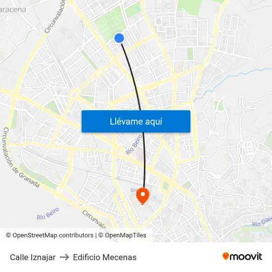 Calle Iznajar to Edificio Mecenas map